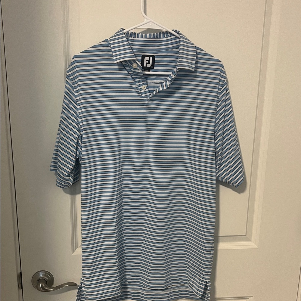 FootJoy Men's Polo in Blue and White Stripes
